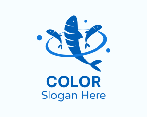 Blue Fish Sardine Logo