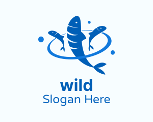 Blue Fish Sardine Logo