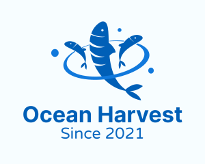 Aquaculture - Blue Fish Sardine logo design