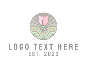 Tulips - Intricate Flower Badge logo design