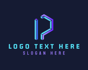 Online - Digital 3D Maze Letter P logo design