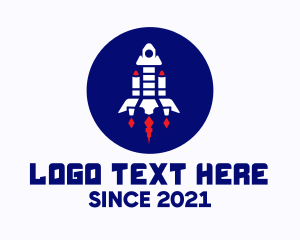 Space Station - Rocketship Space Launch logo design