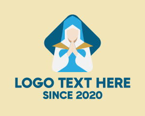 Illustration - Blue Nun Praying logo design