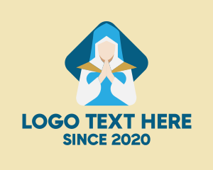 Church - Blue Nun Praying logo design