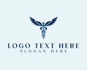 Snake - Medical Caduceus Wings logo design