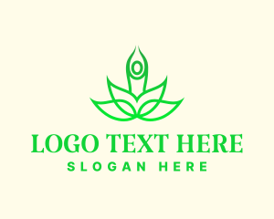 Yogi - Green Eco Lotus Yoga logo design