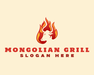 Bull Flame Grill logo design