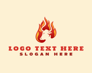 Flame - Bull Flame Grill logo design