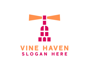 Wine Bottle Lighthouse logo design