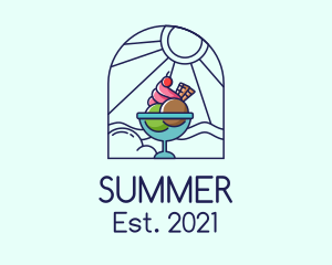 Summer Ice Cream Sundae logo design