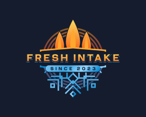 Intake - Flame Snowflake HVAC logo design