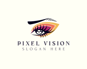 Colorful Eyelash  Cosmetics logo design