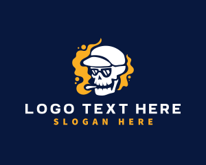 Marijuana - Skull Smoke Hat logo design