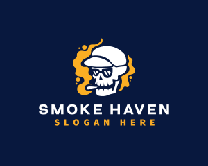 Skull Smoke Hat logo design