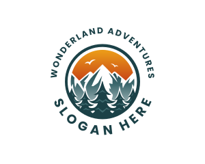 Pine Tree Alpine Mountain  logo design