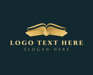 Library - Gold Open Book logo design