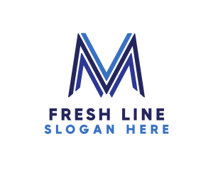 Line - Blue Line M logo design