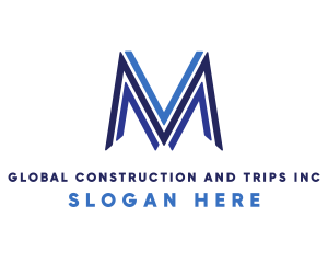 Initial - Blue Line M logo design