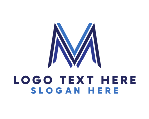 Letter M - Blue Line M logo design