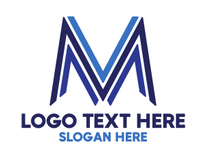 Line - Blue Line M logo design