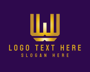Metallic Modern Letter W  Logo