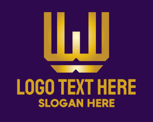 Metal - Gold Metallic Letter W logo design