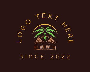 Tourism - Palm Tree Vacation Hut logo design