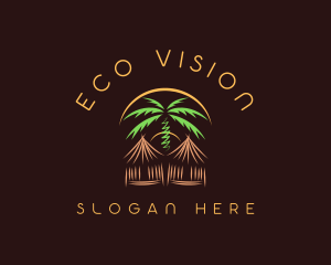 Palm Tree Vacation Hut Logo