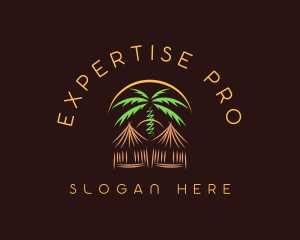 Palm Tree Vacation Hut Logo