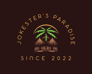 Palm Tree Vacation Hut logo design