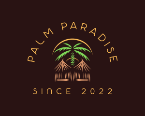 Palm Tree Vacation Hut logo design