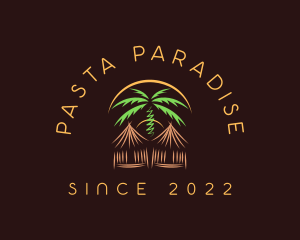 Palm Tree Vacation Hut logo design