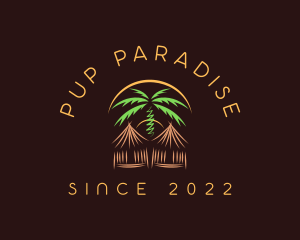 Palm Tree Vacation Hut logo design