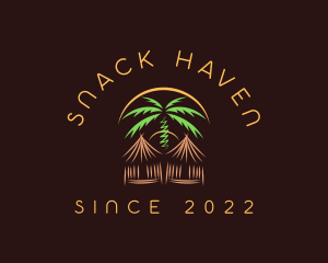 Palm Tree Vacation Hut logo design