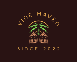 Palm Tree Vacation Hut logo design