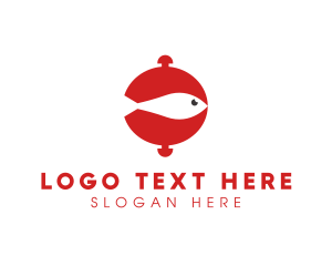 Online Reservation - Seafood Fish Cloche logo design