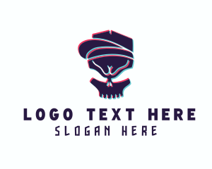 Hacker - Glitch Skull Baseball Cap logo design
