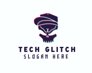 Glitch Skull Baseball Cap logo design