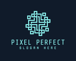 Digital Pixel Cross logo design