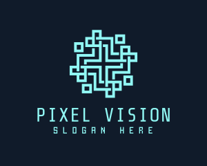 Digital Pixel Cross logo design