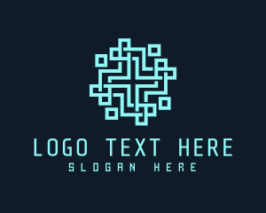 Virus - Digital Pixel Cross logo design