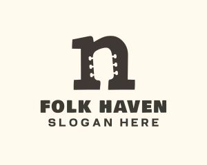 Folk - Modern Funky Guitar logo design