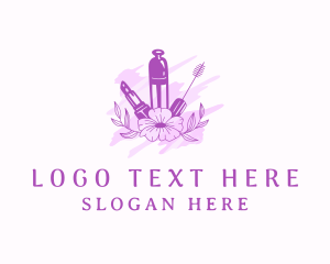 Lipstick - Purple Flower Makeup logo design