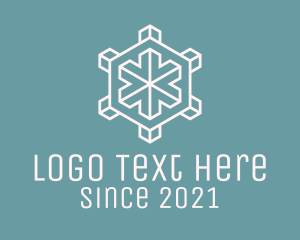 Snow - Geometric Snowflake Hexagon logo design