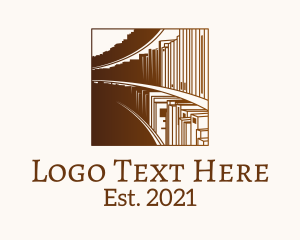 Library - Brown Library Bookshelf logo design