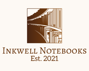 Notebook - Brown Library Bookshelf logo design