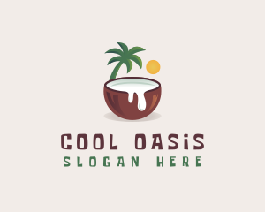 Refreshment - Coconut Milk Juice logo design