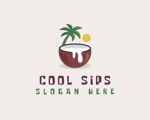 Refreshment - Coconut Milk Juice logo design