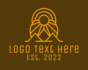 Explore - Golden Sunset Mountain Outdoor logo design