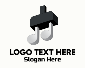 Electricity - Plug Musical Note logo design